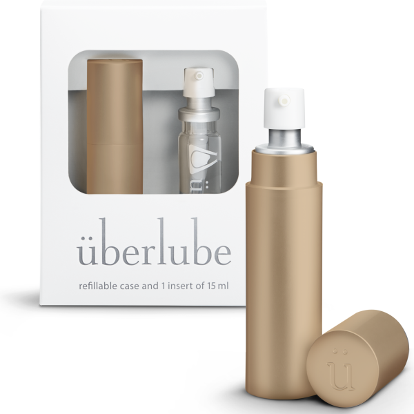Uber Lube Good-To-Go Travel Pack Refillable Case With 15mL Insert - Gold