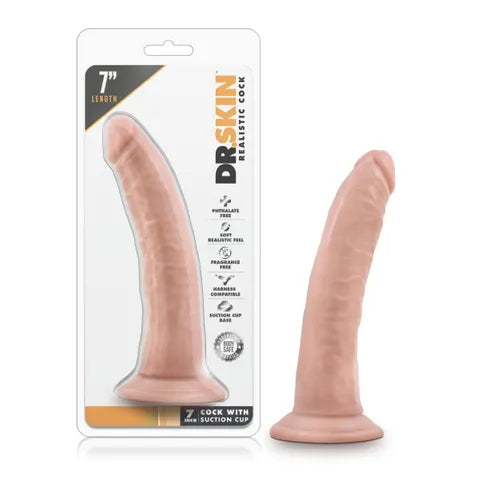DR SKIN 7'' COCK WITH SUCTION CUP - FLESH