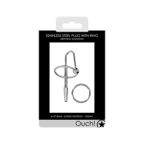OUCH! Urethral Sounding - Metal Plug with Ring