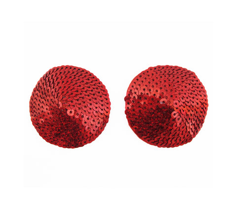 LOVE IN LEATHER RED ROUND SEQUIN PASTIES