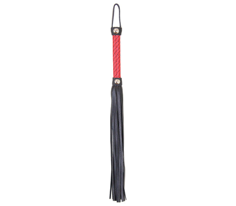 LOVE IN LEATHER BLACK & RED POLKA DOT LACE FLOGGER