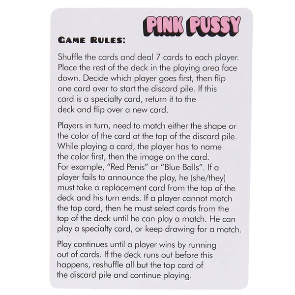 PINK PUSSY CARD GAME