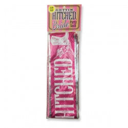 Gettin' Hitched Bride Party Sash - Pink Glow-In-The-Dark