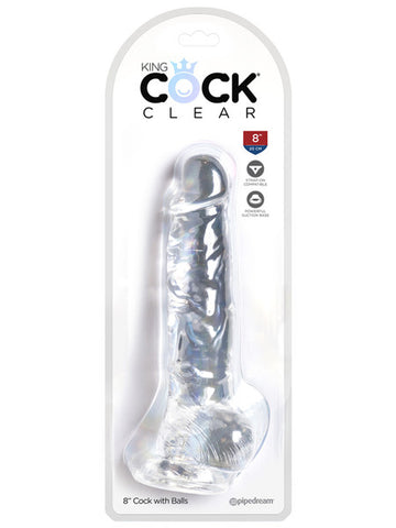 King Cock Clear 8in. Cock with Balls