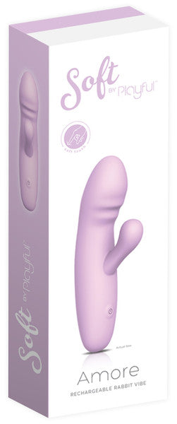 SOFT BY PLAYFUL AMORE RECHARGEABLE RABBIT VIBRATOR PURPLE 6 INCHES