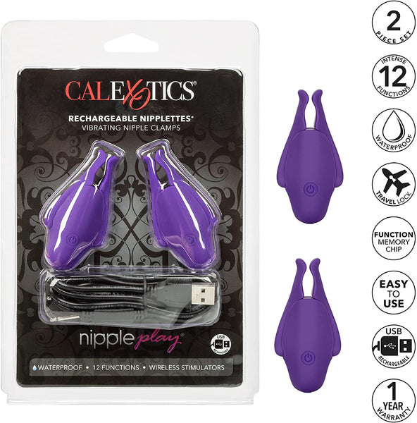 CalExotics Nipple Play Rechargeable Nipplettes, Purple