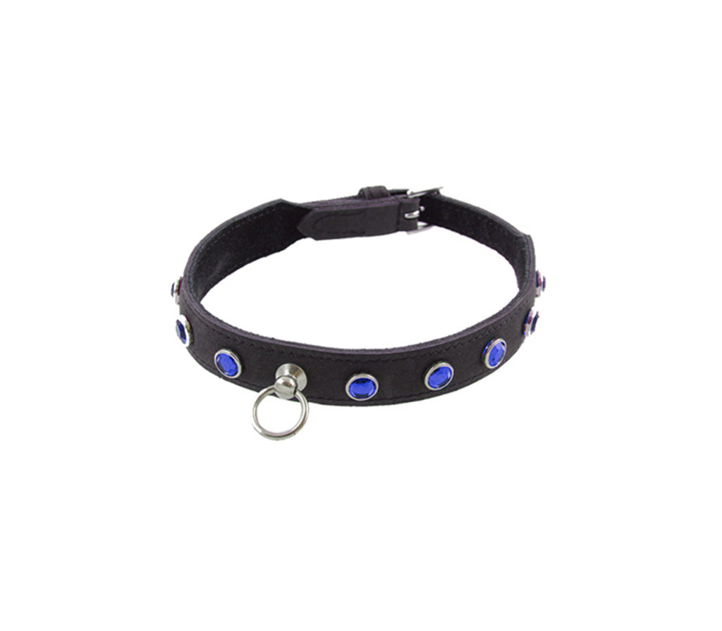 LOVE IN LEATHER COLLAR BLACK WITH BLACK PEARLS
