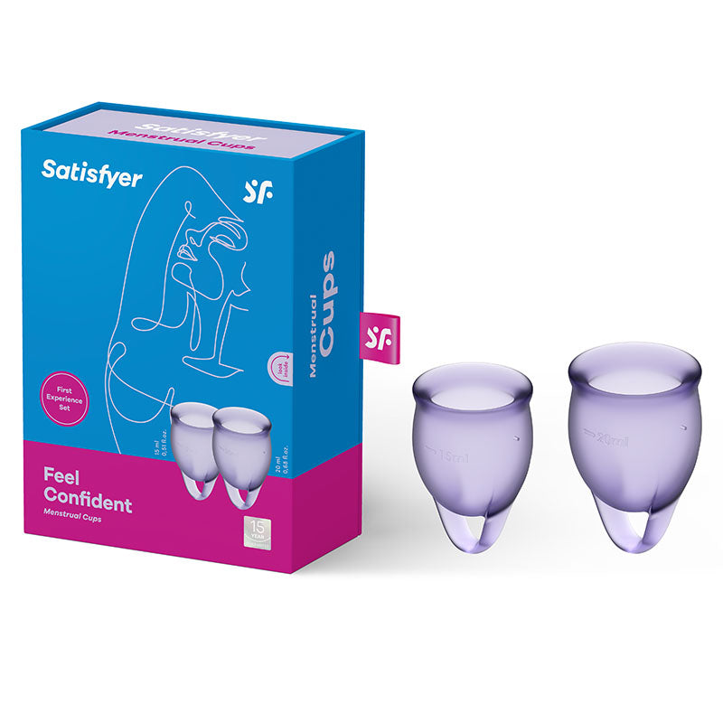 Satisfyer Feel Confident Purple Silicone Menstrual Cups - Set of 2
