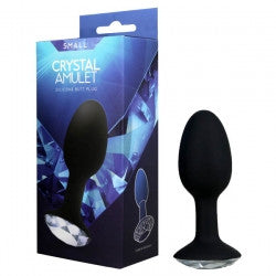 Crystal Amulet Black Small Butt Plug with Jewel Bottom