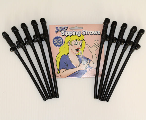 Dicky Sipping Straws 10 Pack - Black