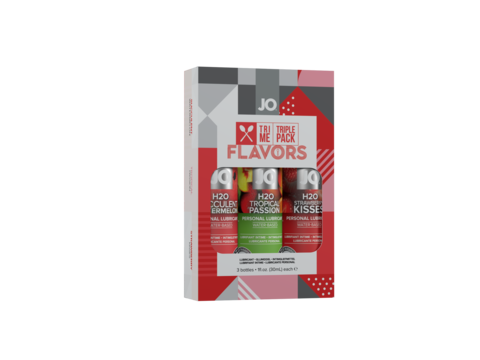 JO Tri Me Triple Pack - Flavoured Lubricants Succulent Watermelon, Tropical Passion and Strawberry Kisses - 30ml Each