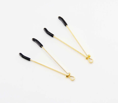 LOVE IN LEATHER GOLD TWEEZER NIPPLE CLAMPS