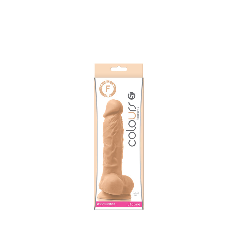 Colours Pleasures - 5" Dildo With Balls - Vanilla Suction Cap Base