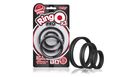 SCREAMING O RINGO PRO X 3 PENIS RINGS BLACK