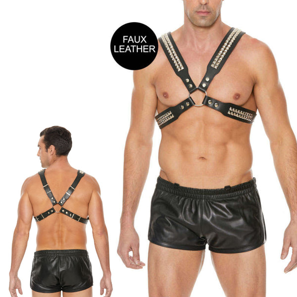 OUCH! MEN'S PYRAMID STUD BODY HARNESS - ONE SIZE