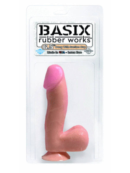 Basix Rubber Works Dong with Suction cup 6.5in. Flesh