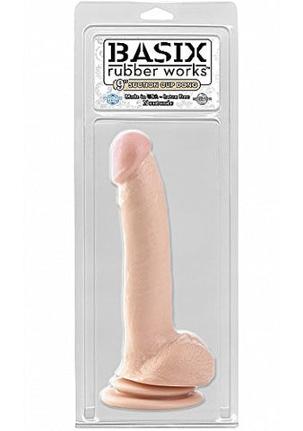 Basix Rubber Works 9" Suction Cup Dong Flesh