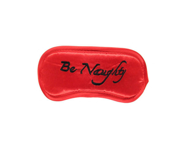 BERLIN BABY BLINDFOLD BE NAUGHTY RED WITH BLACK TEXT