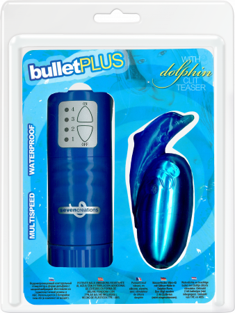 Bullet Plus Dolphin Clit Teaser - Blue - Waterproof MultiSpeed Silicone Bullet