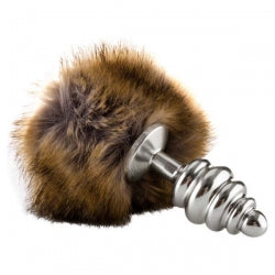 Ouch! Extra Feel Bunny Tail Buttplug - Silver Butt Plug with Fluffy Tail