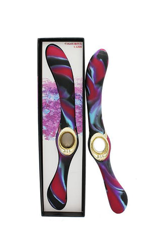 Colourful Camo Entice Double Ended Vibrator Pink and Blue