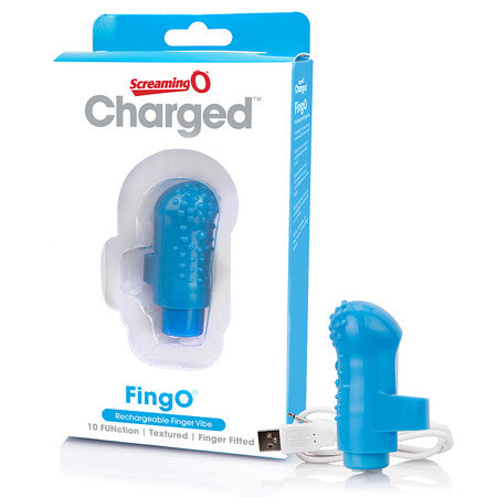 Screaming O Rechargeable FingO Vooom Mini Vibrator - Blue