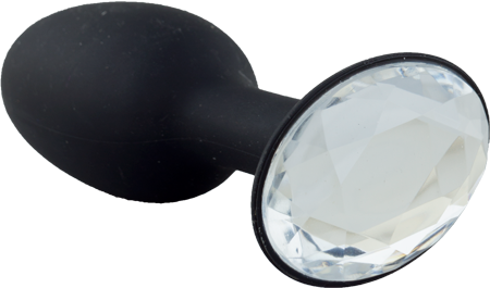 Crystal Amulet - Large Silicone Buttplug - Black with Crystal Base
