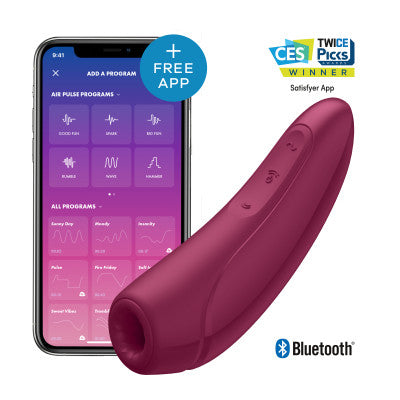 Satisfyer Curvy 1+ App Contolled Touch-Free USB-Rechargeable Air Pulse Clitoral Stimulator Rose Red