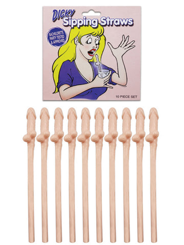 Dicky Sipping Straws - Flesh Coloured - 10 Pack - Bachelorette Party Straws