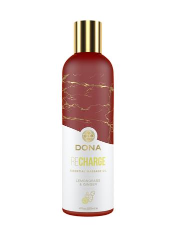 DONA Essential Massage Oil - Recharge - Lemongrass & Ginger - Massage 4 floz / 120 ml