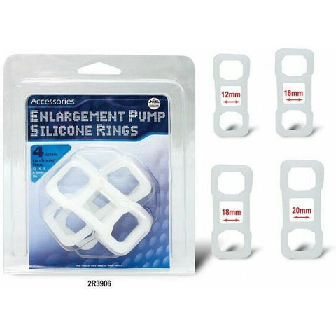 Enlargement Pump Silicone Rings (pack of 4) 12, 16, 18 & 20mm Dia.