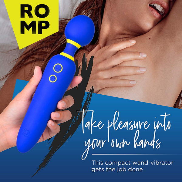 ROMP Flip - Personal Massage Wand Cordless Rechargeable & Waterproof Powerful Vibrating Massager with 6 Speed & 4 Mode Settings | Blue