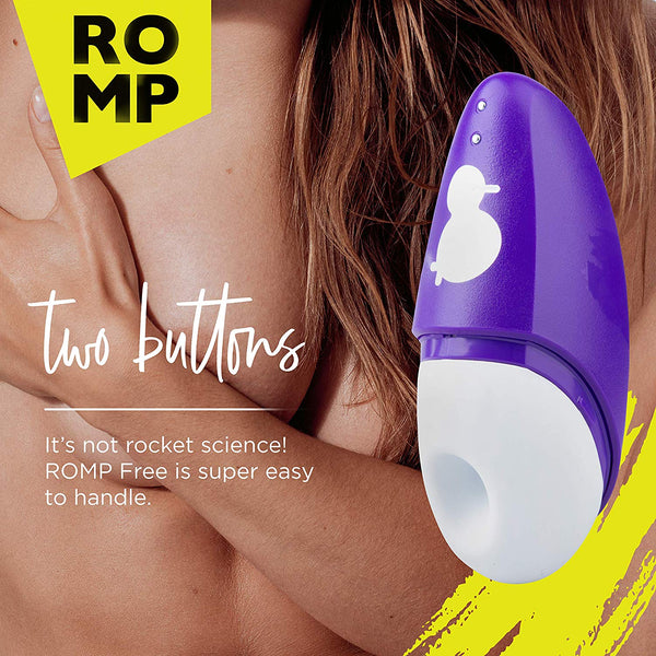 ROMP Free - Clitoral Air Pressure Toy Clitoris Vibrator for Women with 10 Intensity Settings Waterproof Rechargeable Travel-Ready Size | Purple