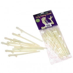 Dicky Sipping Straws Glow In The Dark - 10 Pack - Hens Party Straws