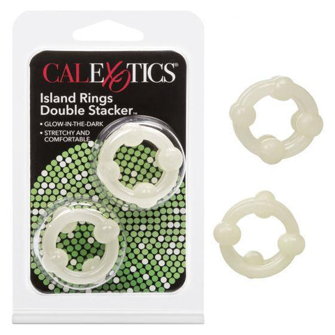 Silicone Island Double Stacker Glow in the Dark Cock Rings