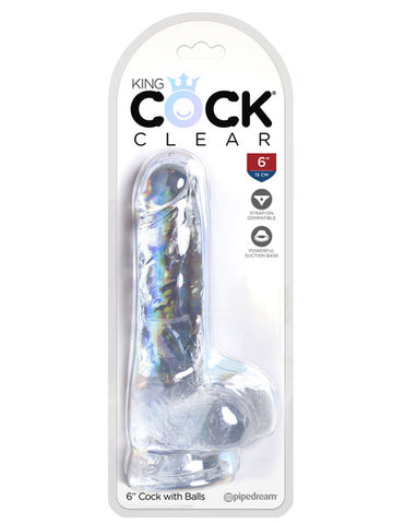 King Cock Clear 6 Inch Clear Cock With Balls Dildo