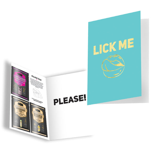 Kama Sutra Naughty Notes Greeting Card "Lick Me Please" Includes Kama Sutra Samples
