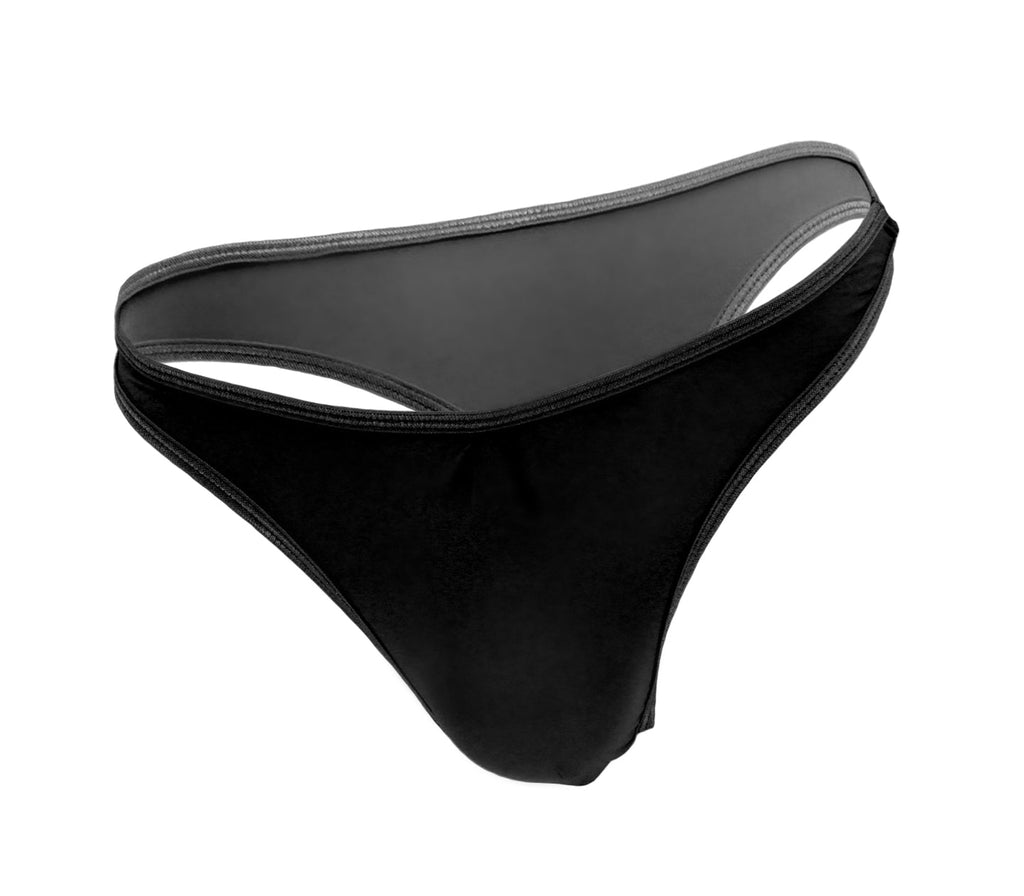 LOVE IN LEATHER BLACK LYCRA THONG BOXED MEN405 L/XL