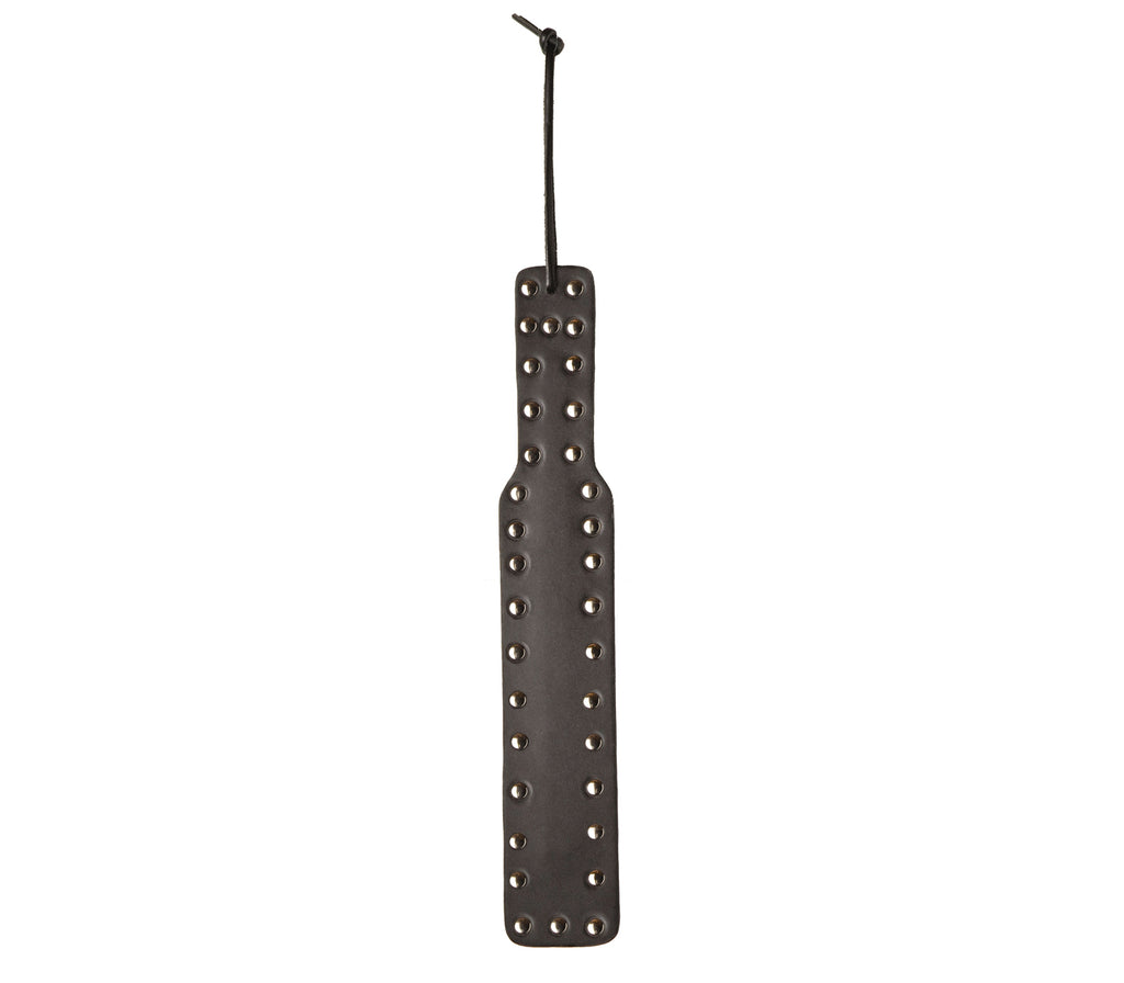 PAD007 LOVE IN LEATHER STUDDED PADDLE - BLACK