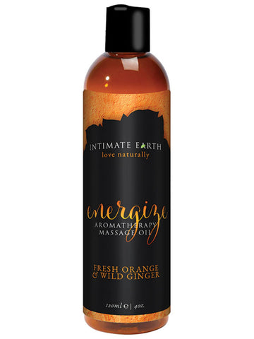 Intimate Earth Energize Massage Oil Fresh Orange and Wild Ginger 120mL