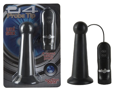 Unisex E4 Probe Tip 4 Speed With Suction Waterproof - Black Anal Vibrator 5"