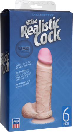 The Realistic Cock UR3 6" Flesh With Suction Cup by Doc Johnson