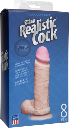 The Realistic Cock UR3 8" Flesh With Suction Cap by Doc Johnson