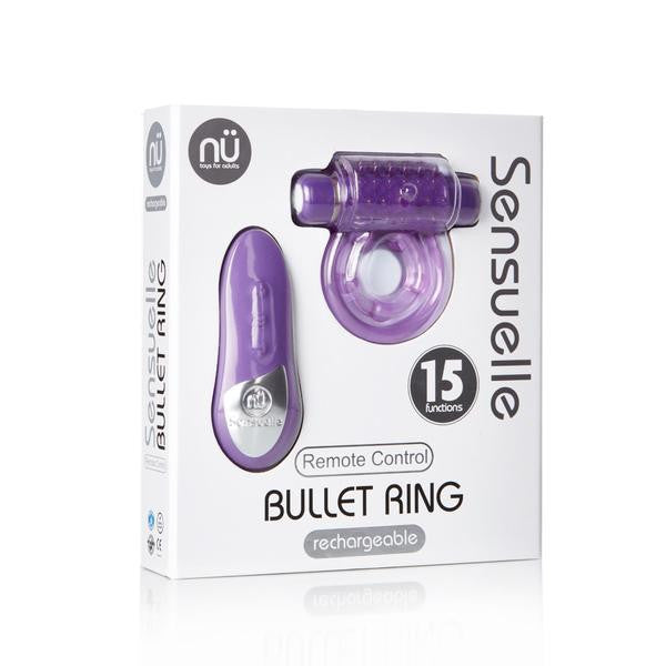 Nu Sensuelle Remote Control 15-Function Bullet USB Rechargeable Penis Ring - Purple