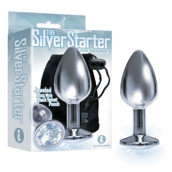 The Silver Starter 7.1 cm (2.8’’) Silver Butt Plug With Clear Gem