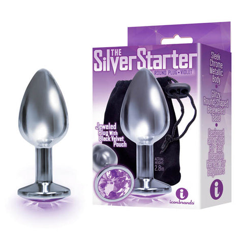 The Silver Starter 7.1 cm (2.8’’) Silver Butt Plug With Violet Gem