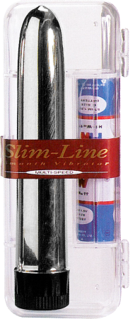Slimline 6" Smooth Multispeed Vibrator with Plastic Box & Batteries