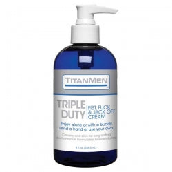 TitanMen Triple Duty Fist, F*** & Jack-Off Cream Water Based Lubricant - 237 ml (8 oz) Pump Bottle
